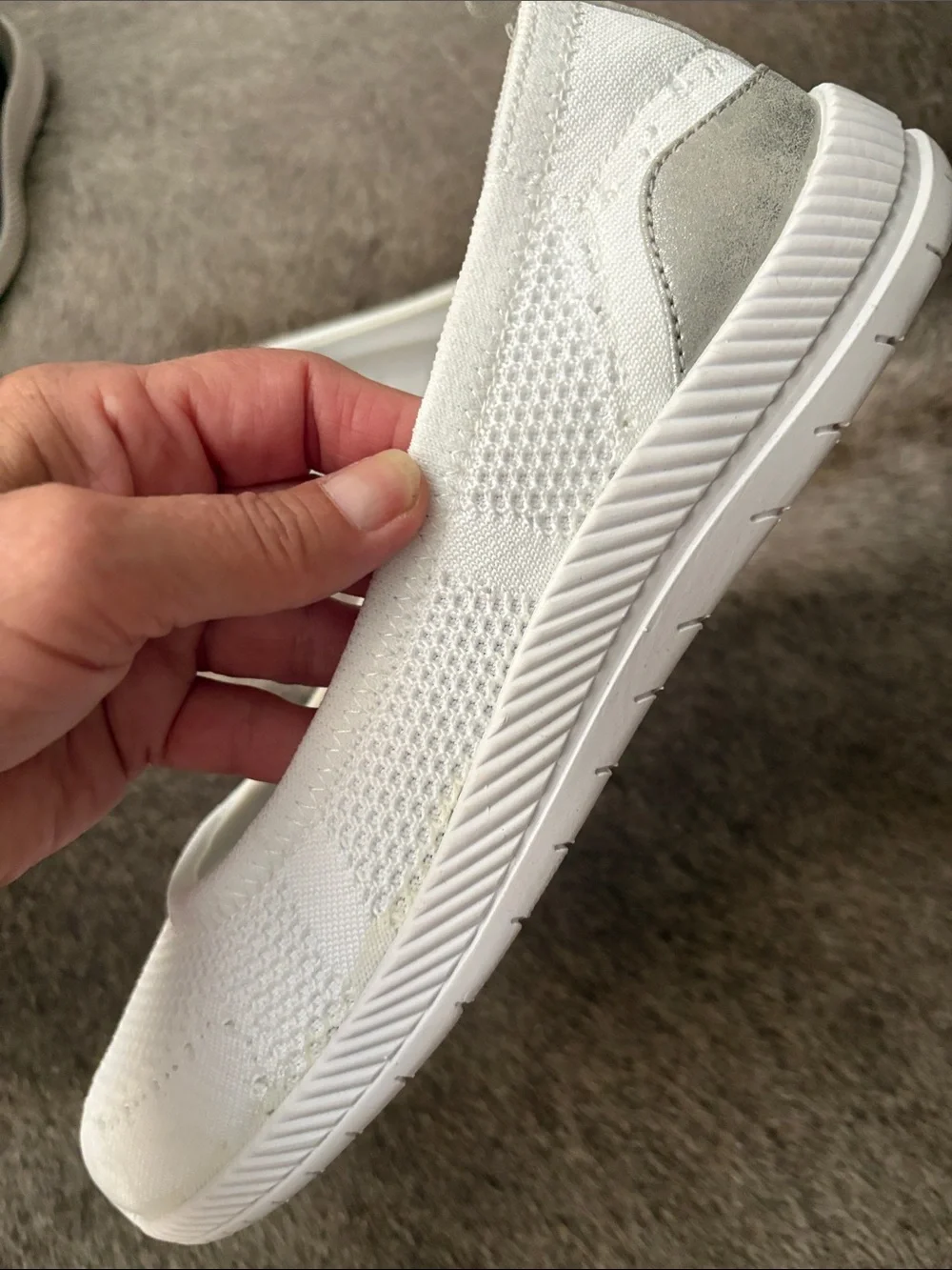 NWOB QVC Easy Spirit Glitz White Knit Slip On Walking Shoes Skimmer Flats Size 9 - Picture 4 of 9